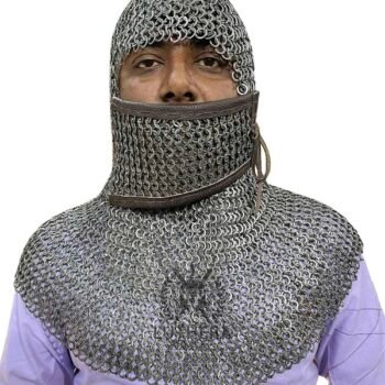 Chainmail Coif 6MM 18 Gauge Flat Ring Riveted Alternating Solid Ring Mild Steel