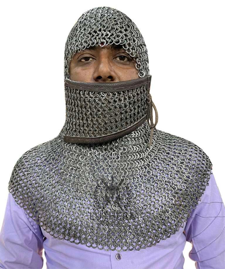 Chainmail Coif 6MM 18 Gauge Flat Ring Riveted Alternating Solid Ring Mild Steel