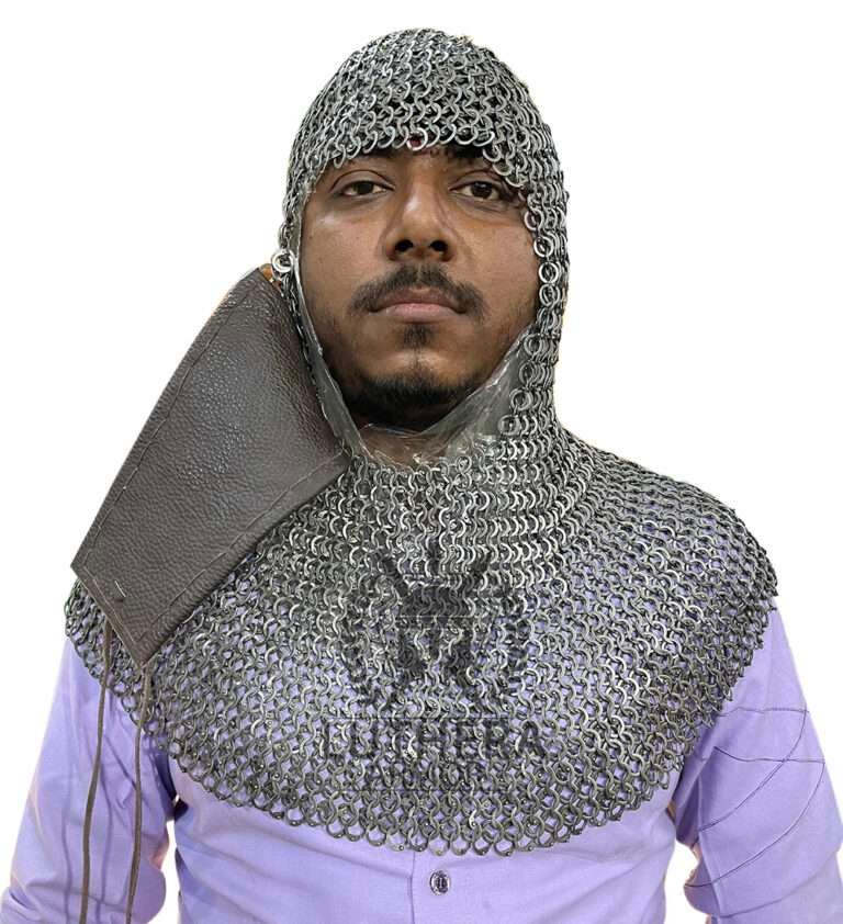 Chainmail Coif 6MM 18 Gauge Flat Ring Riveted Alternating Solid Ring Mild Steel