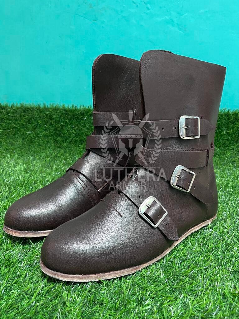 Late medieval half boot with three buckles