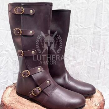 Medieval Boot Middle Ages with Five Buckle