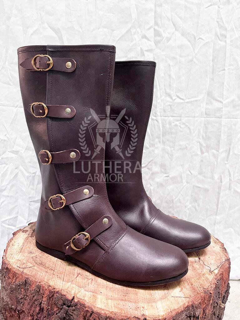Medieval Boot Middle Ages with Five Buckle