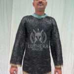 Chainmail Hauberk 9MM Flat Ring Riveted Solid Ring with Brass Trim