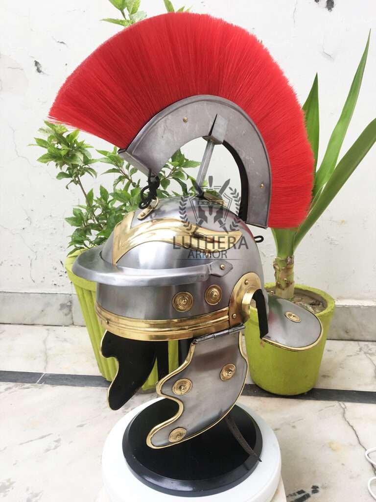 Roman centurion Helmet with Red Color plume for adult size Helmet