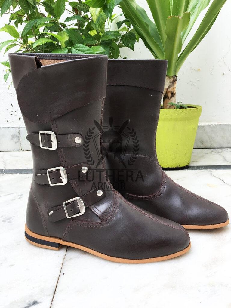 Medieval Boots Middle Ages Three Buckle