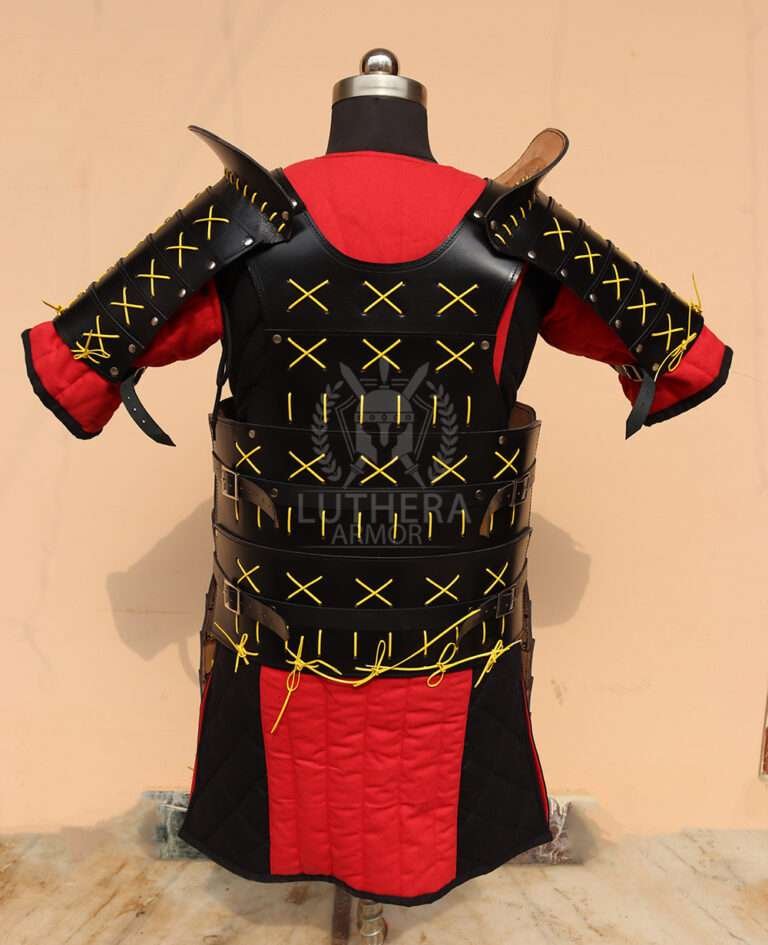 Leather Samurai Armor Black with Yellow Laces