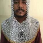 Aluminium Chainmail Coif 9MM Flat Ring Riveted Solid Ring with Brass Trim