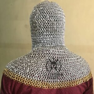 Chainmail Coif – Dome Riveted Mild Steel 6MM-18Gauge Flat Ring With Alternating Solid Ring Riveted