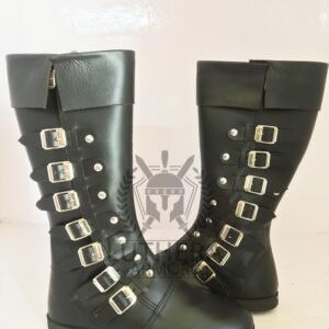 Medieval Leather Boots Renaissance with 7 Buckle