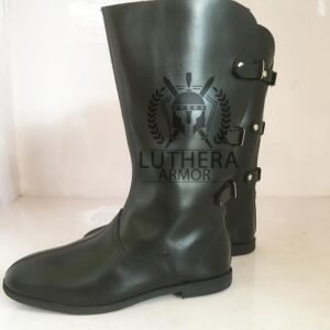 Medieval Peaked Boots (Poulaines) w/ three buckles, dark brown