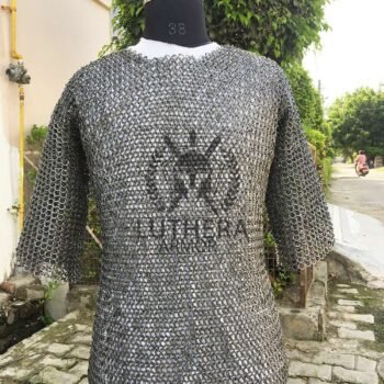 Chainmail Haubergoen - 9MM Flat Ring Riveted with Solid Ring