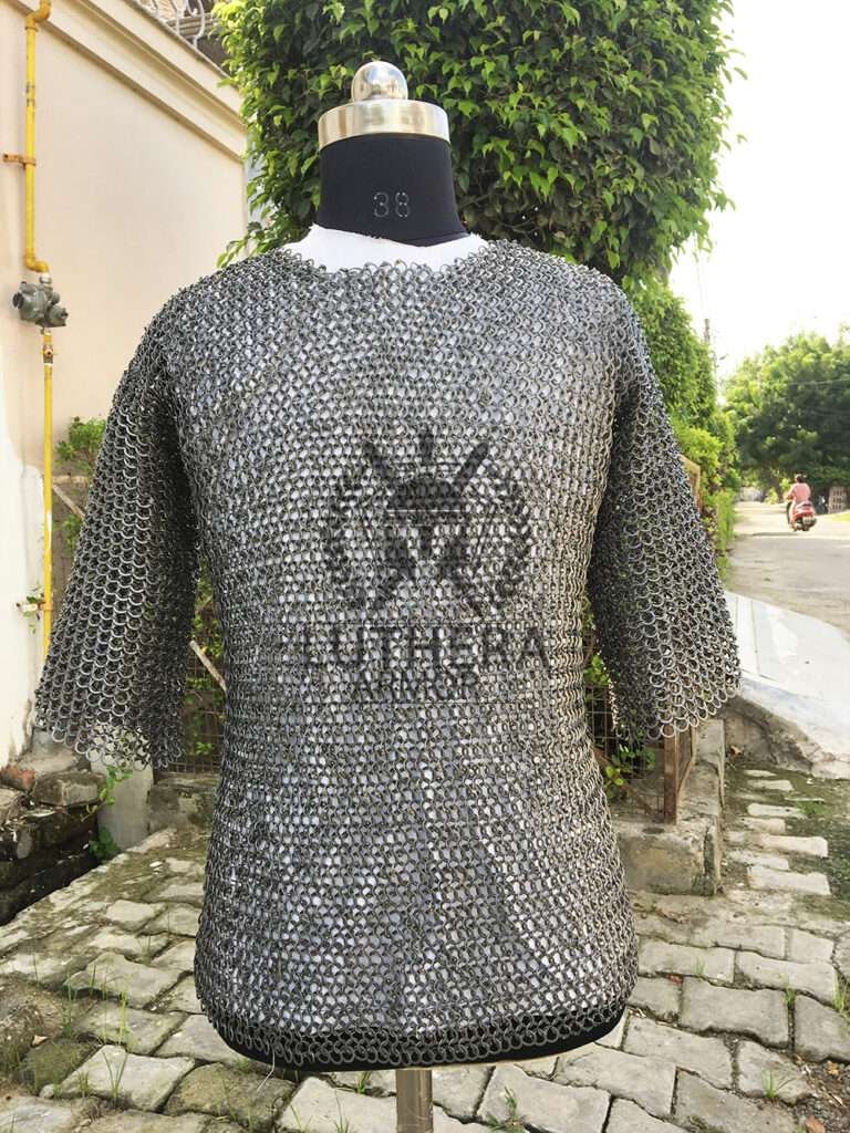 Chainmail Haubergoen - Mild Steel Flat Ring with Solid Ring Dome Riveted