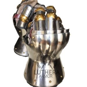 Medieval Gauntlet | Functional Medieval Reenactment | Milanese Gauntlets | 16G Steel Mitten Gauntlet