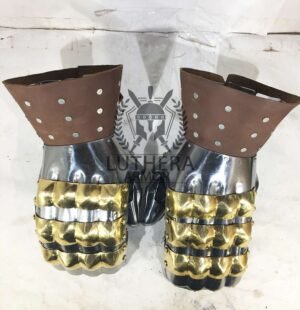 Hourglass Gauntlets with Leather Cuff – 18 Gauge Steel