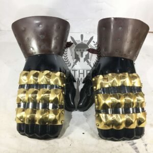 Hourglass Gauntlets with Leather Cuff – 18 Gauge Steel