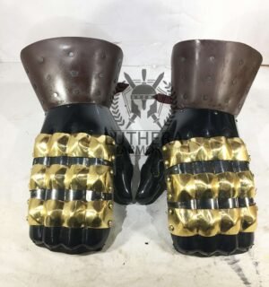 Hourglass Gauntlets with Leather Cuff – 18 Gauge Steel - Image 2