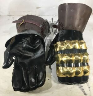 Hourglass Gauntlets with Leather Cuff – 18 Gauge Steel - Image 3