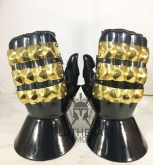 Hourglass Gauntlets with Leather Cuff – 18 Gauge Steel - Image 4