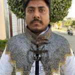 chainmail collar 6MM 18 Gauge flat Ring riveted with Solid Ring Brass Trim