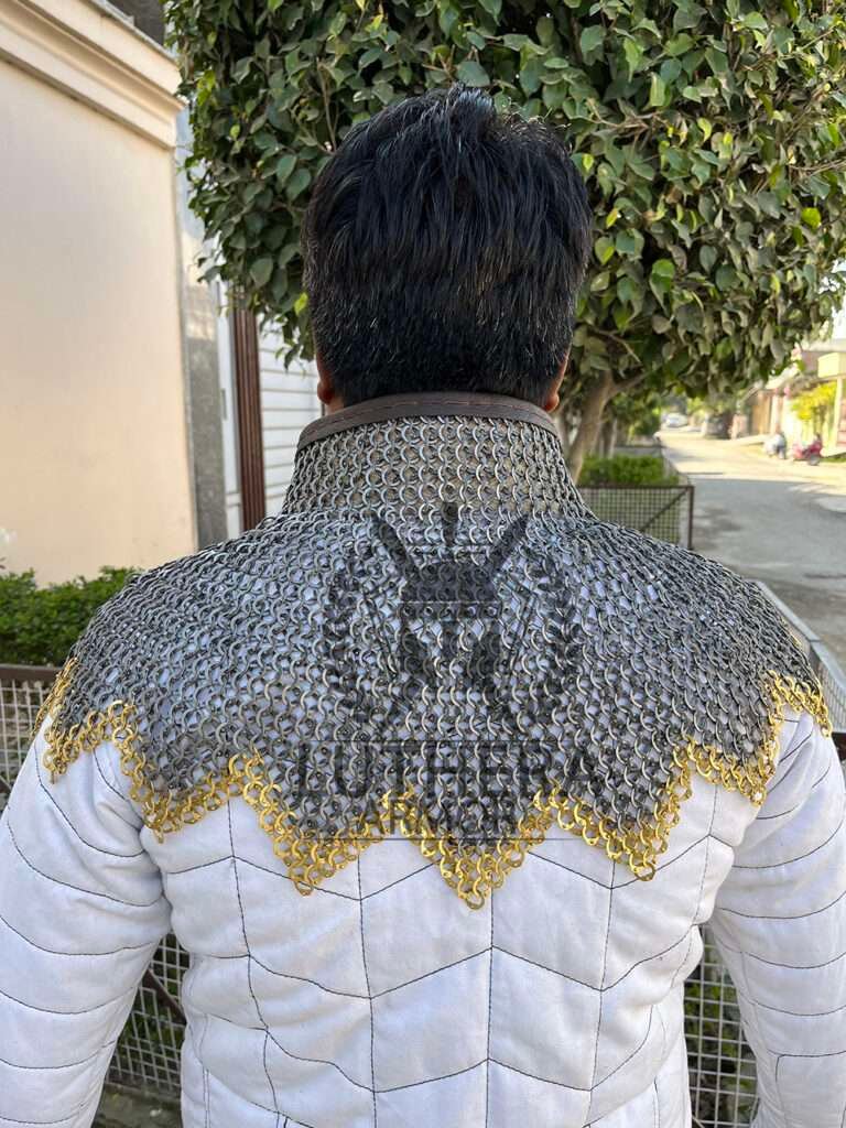 chainmail collar 6MM 18 Gauge flat Ring riveted with Solid Ring Brass Trim