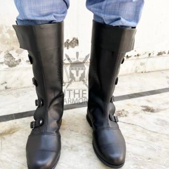 Medieval Leather Boots Renaissance with 4 Buckle