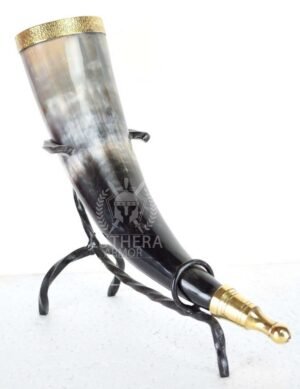 New Ox ceremonial Viking drinking horn with Iron stand