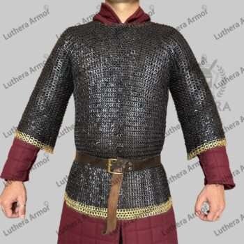 Chainmail Haubergeon 9mm Ring Riveted Washer with Brass Trim