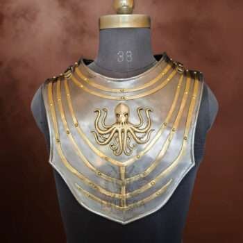 Medieval Steel Gorget Octopus Design 18 Gauge Neck Armor HEMA LARP
