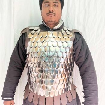 Medieval Steel Scale Body Armor 20G LARP Armor with Leather Liner
