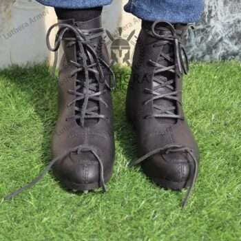 Medieval Leather Boots Black HMB Ren faire Shoes