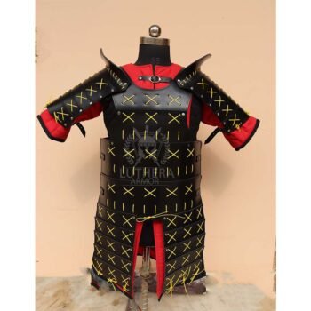 Leather Samurai Armor Black with Yellow Laces