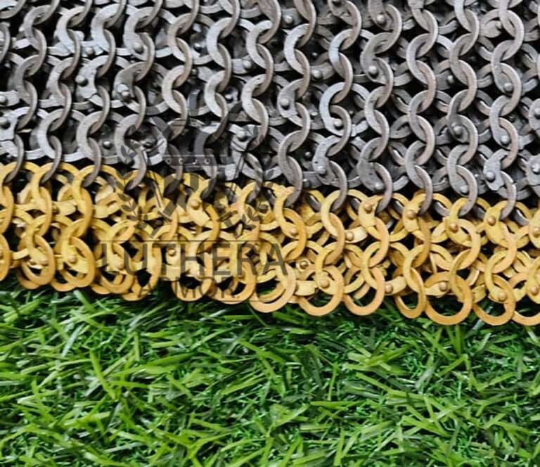 Chainmail Skirt – 9MM Flat Ring Alternative Solid Ring with Brass Trim