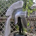 Vintage Roman Helmet with White Plume