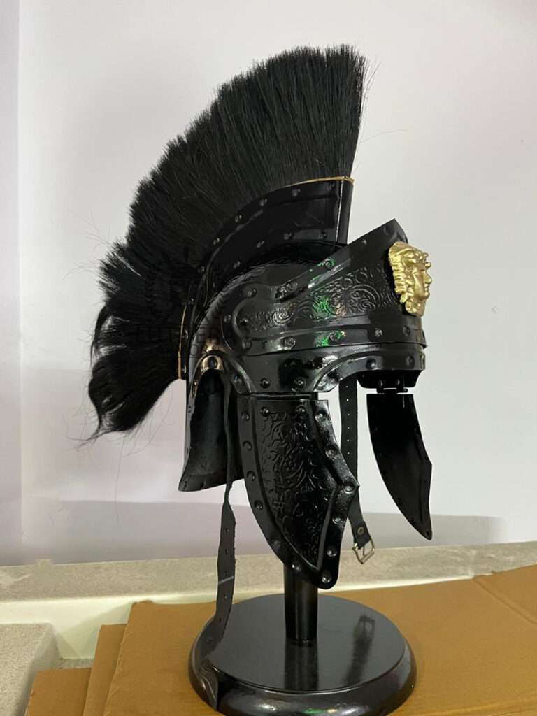 Vintage Roman Helmet With Black Plume