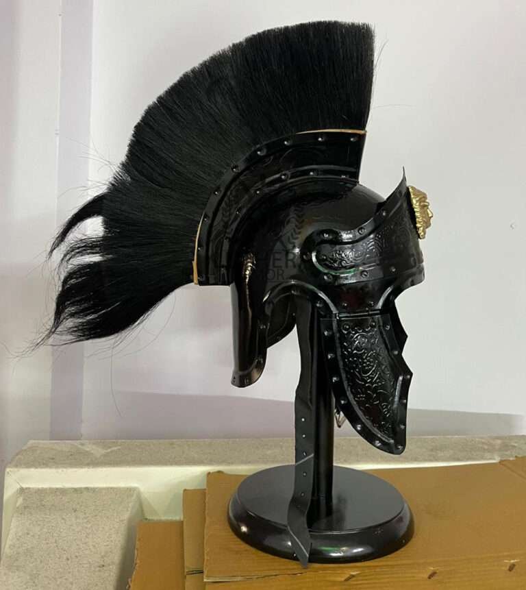 Vintage Roman Helmet With Black Plume