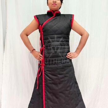Sleeveless Gambeson Black with Red Trim For Medieval Event