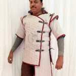 Medieval Cotton Padded Gambeson Detachable Sleeve Light Gray