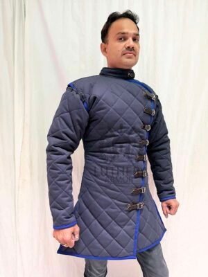 Medieval Blue Gambeson| Jacket Costume Handmade Item Thick Padded Medieval Gambeson - Image 9