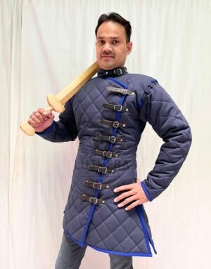 Medieval Blue Gambeson| Jacket Costume Handmade Item Thick Padded Medieval Gambeson - Image 6