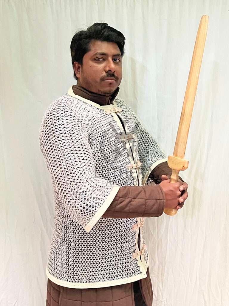 Chainmail shirt 10mm – 16 Gauge Flat Ring with Solid Ring Dome Riveted front open aluminum shirt