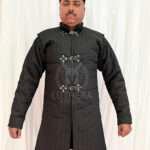 Black Medieval Gambeson Cotton Padded Full Sleeve