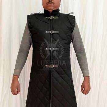 Medieval Padded Gambeson Sleeveless Black For Renfaire