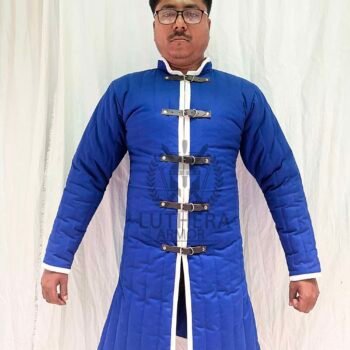 Medieval Padded Gambeson Royal Blue with White Trim