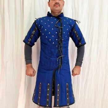 Medieval Padded Gambeson Royal Blue Half Sleeve Detachable