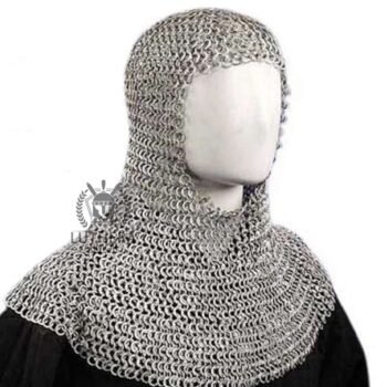 Aluminum Chainmail Coif 10MM16Gauge Flat Ring Riveted with Solid Rings