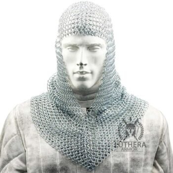 Butted Chainmail Coif V Neck 10MM 16 Gauge Aluminium