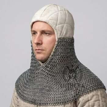 Chainmail Padded Coif 9MM Flat Ring Riveted with Solid Rings HMB Gear