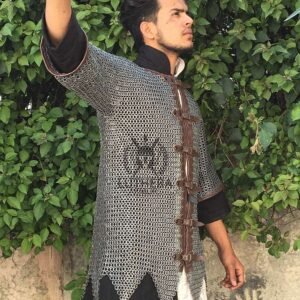 Chainmail shirt 8MM-18gauge Flat riveted with washer shirt chainmail half sleeve chainmail shirt,Hubergeon Shirt with zig-zak for Christmas gift