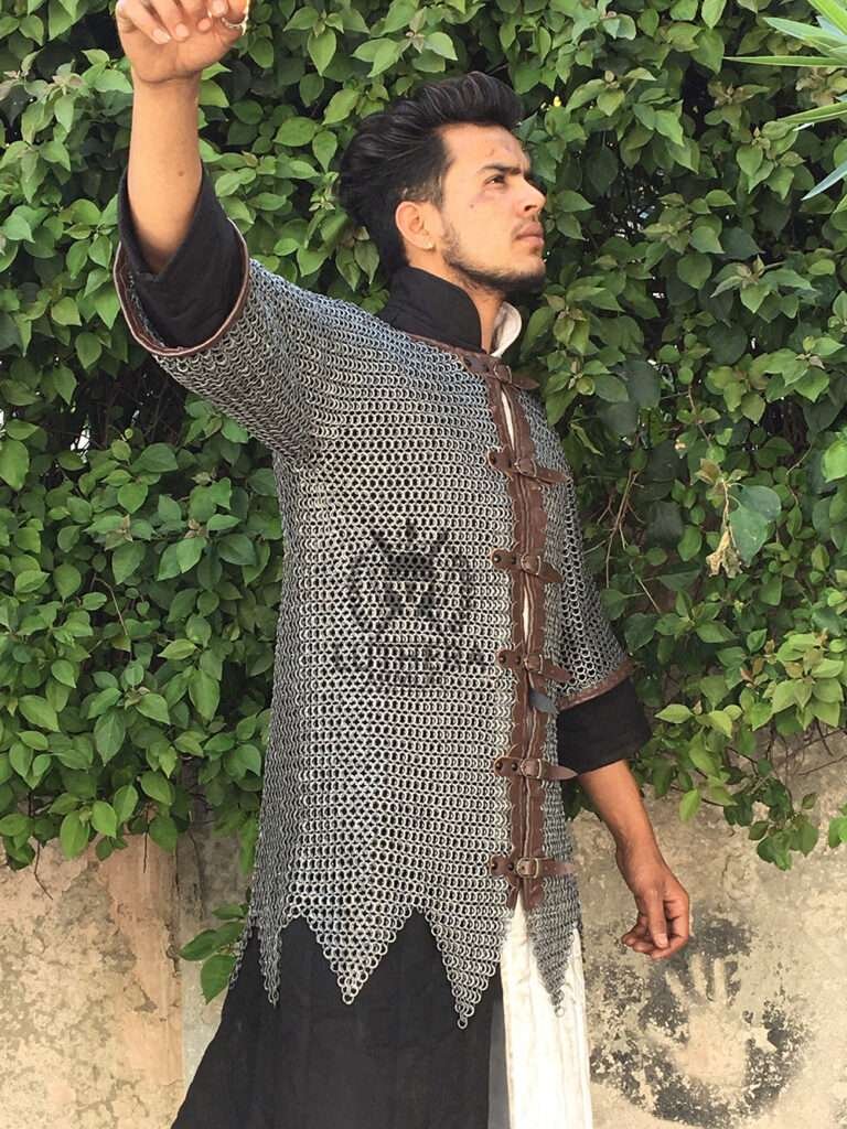 Chainmail shirt 8MM-18gauge Flat riveted with washer shirt chainmail half sleeve chainmail shirt,Hubergeon Shirt with zig-zak for Christmas gift