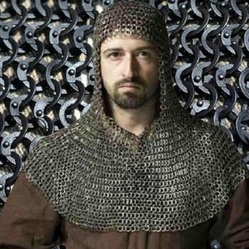 Chainmail Coif 8MM Flat Ring Riveted with Solid Rings Mild Steel Maille Hood